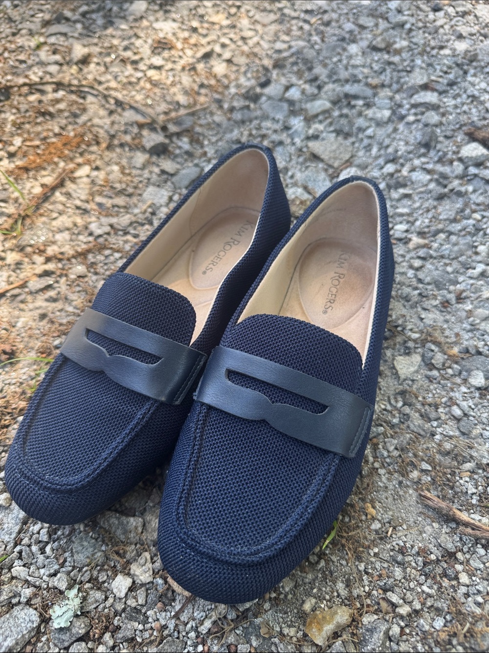 Navy Knit Penny Loafers - Slip-On Dress Casual